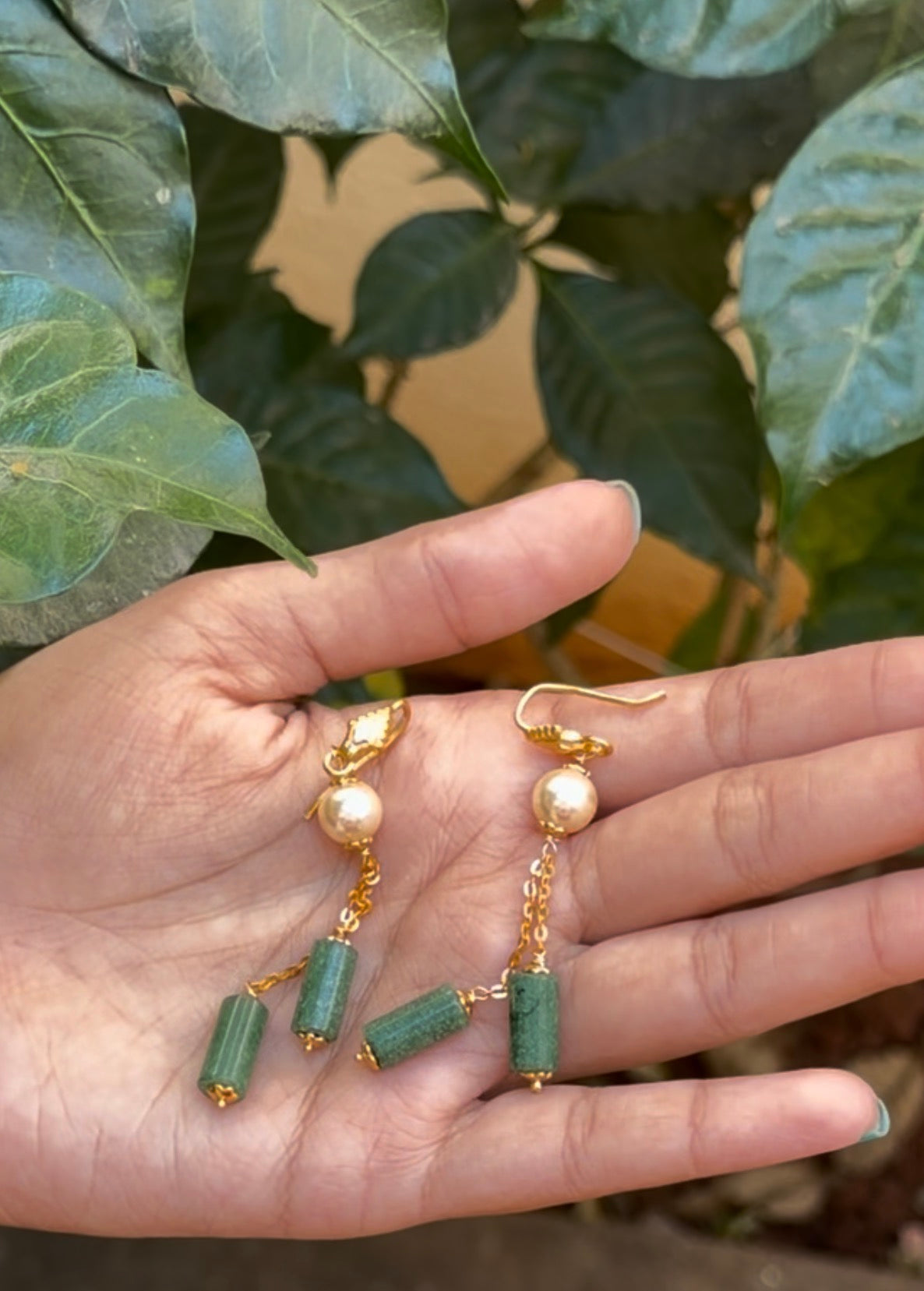 Green Cube Beeds Necklace Set