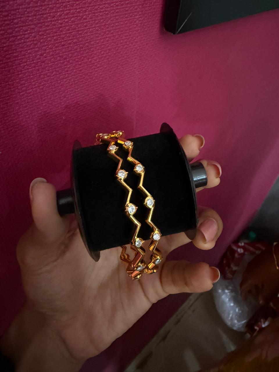 Curve Lined diamond replica bangle