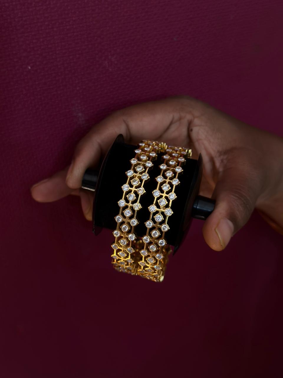 Multi stoned diamond replica bangle
