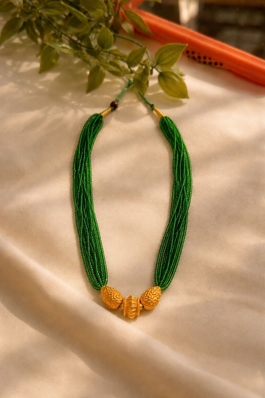 Green beeds necklace