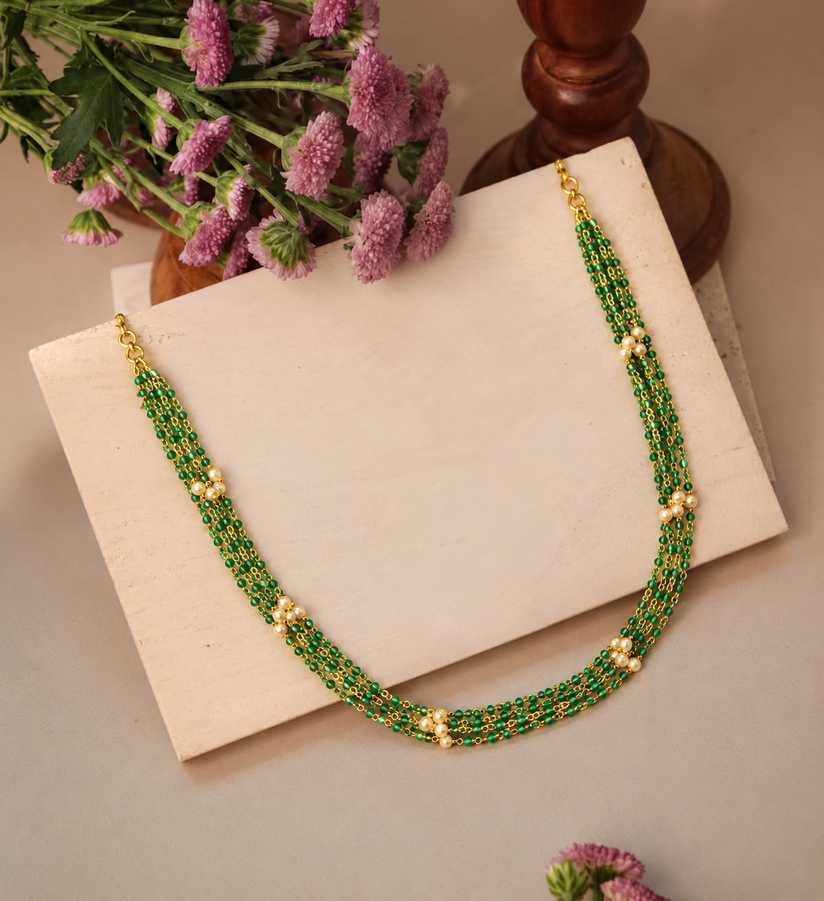Green with white beeds necklace