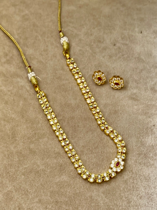 Golden Necklace With Red Beed