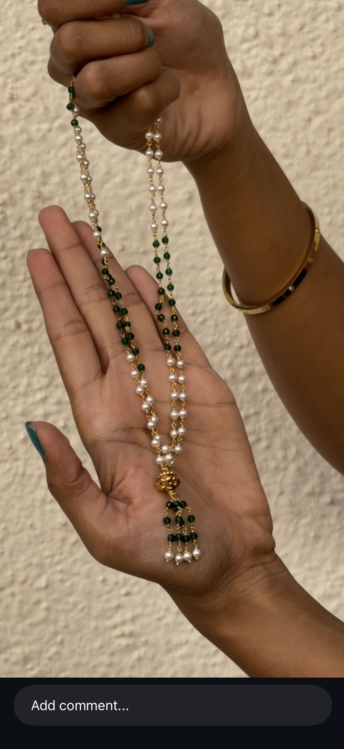 Green With White Small Beeds Necklace