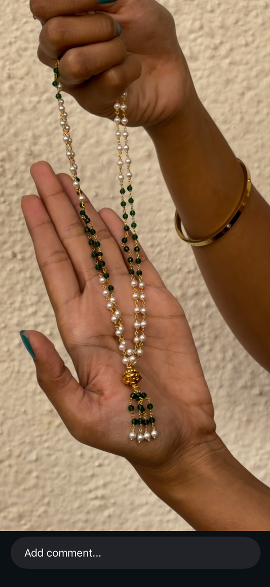Green With White Small Beeds Necklace