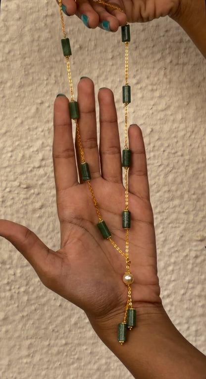Green Cube Beeds Necklace Set