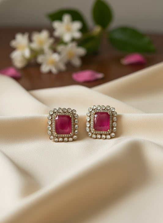 Pink stone earrings