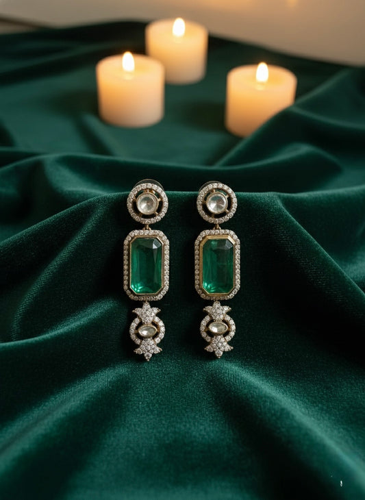 Green stone earrings
