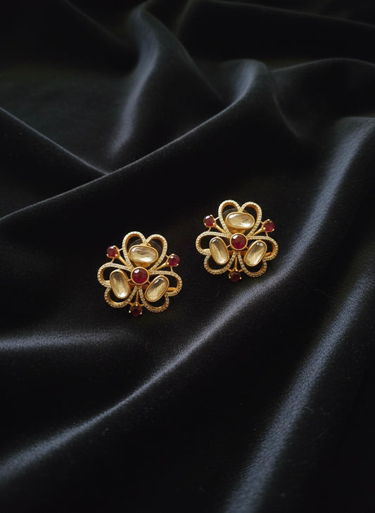 Pink flower earrings