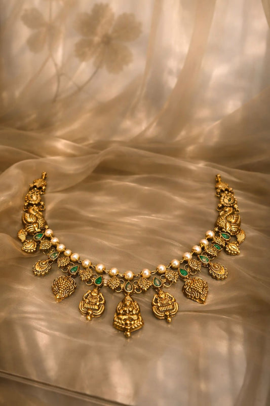 Lakshmi green layered necklace