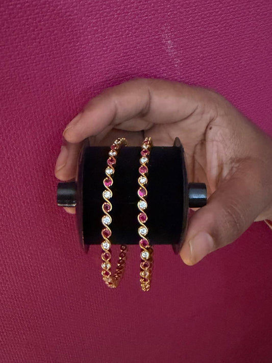 Pink stone diamond replica bangle