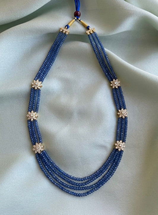 Navy blue beeds long necklace