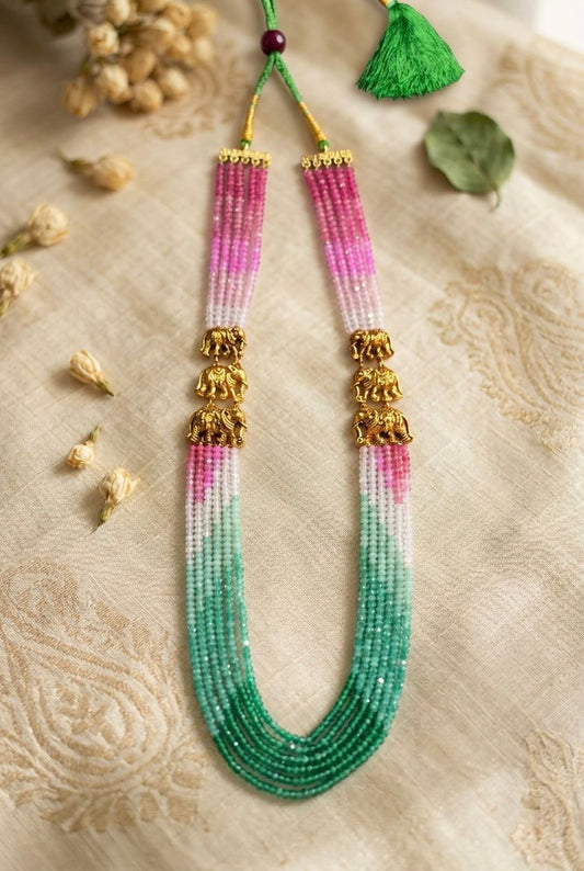 Multi colour long beeds necklace