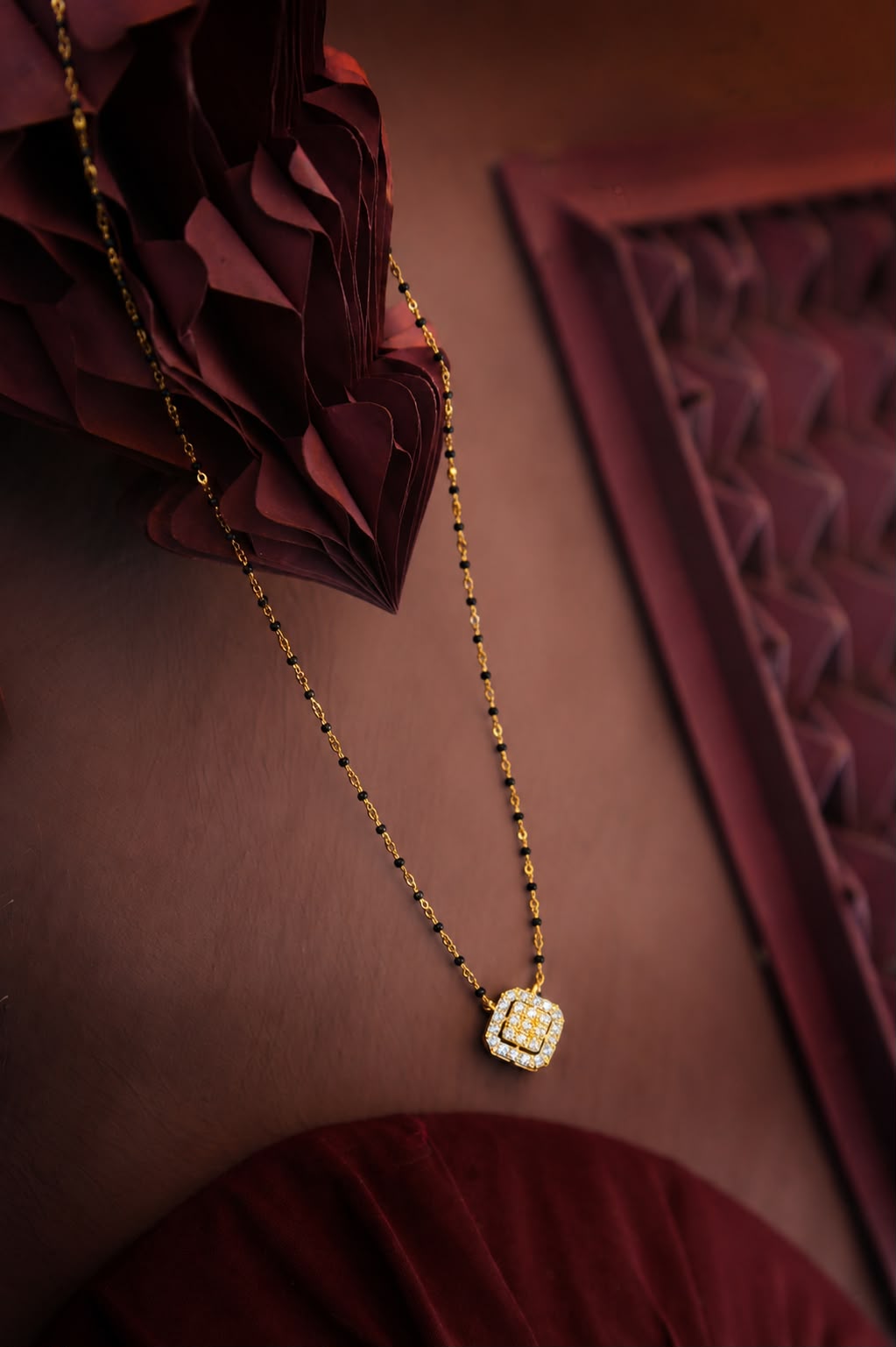 White square stone mangalsutra
