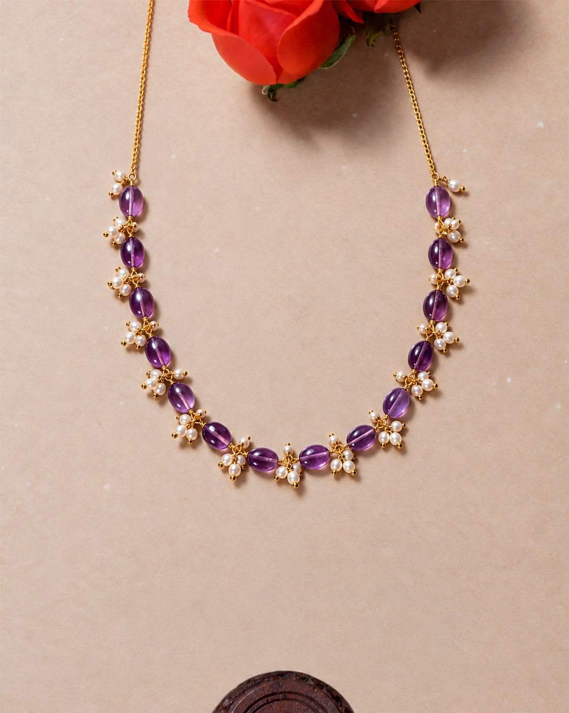 Amethyst pearl necklace