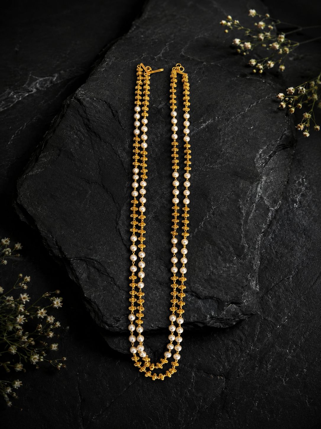 Pearl Two line tulasi mala