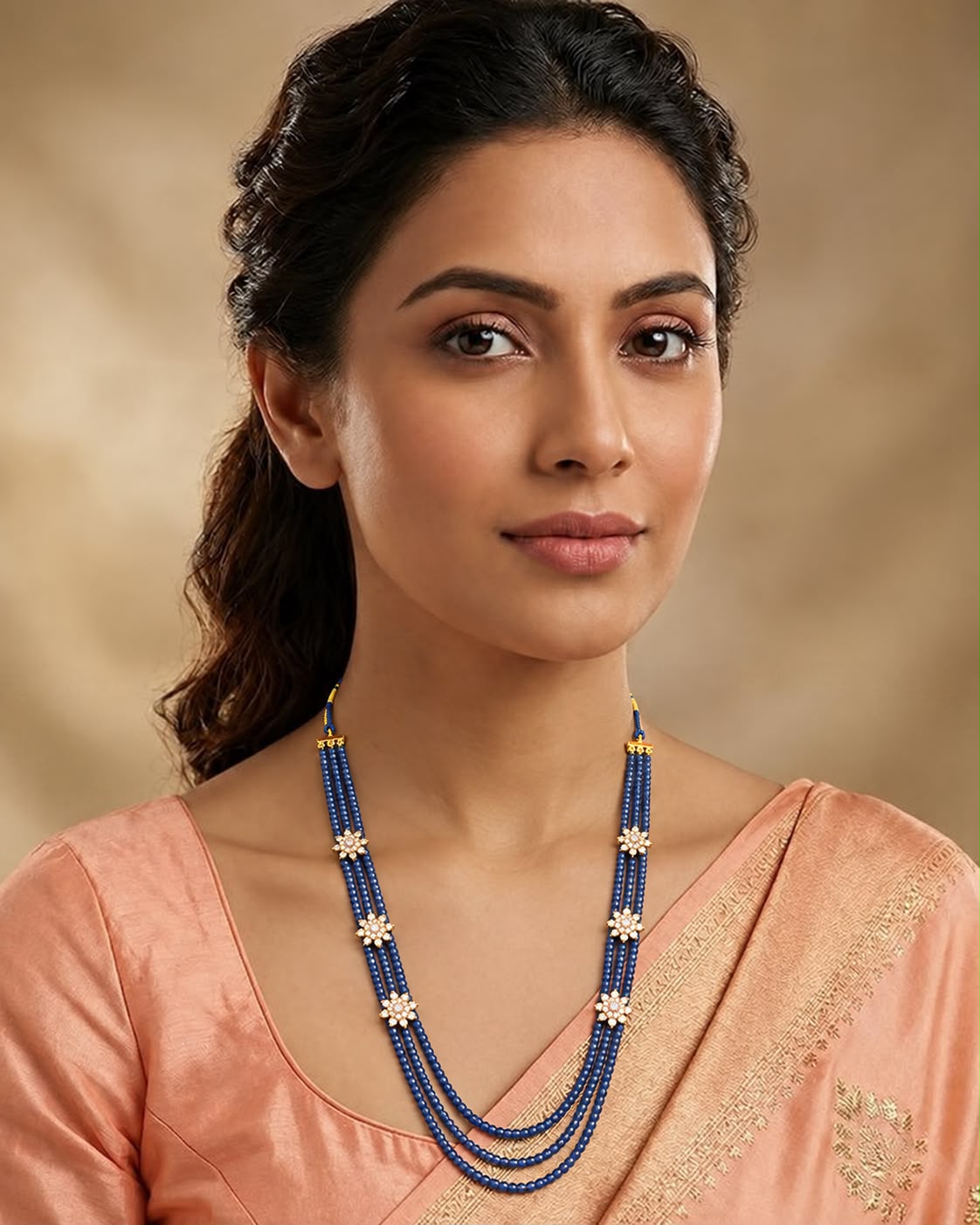 Blue beeds with star pendant necklace